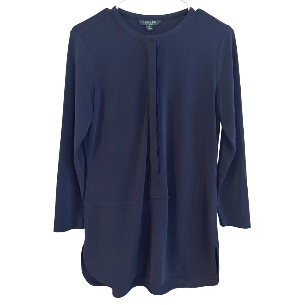 Lauren Ralph Lauren‎ Navy Tunic Button Up Top Size Small